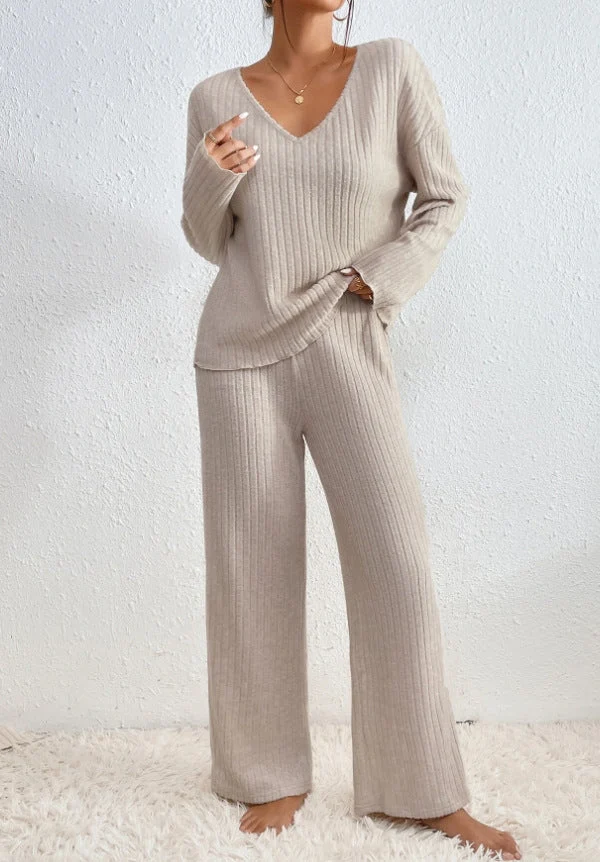 Daphne | Stilvolles geripptes Design Zweiteiliges Set für Damen