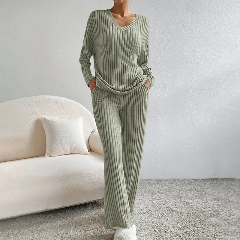 Daphne | Stilvolles geripptes Design Zweiteiliges Set für Damen