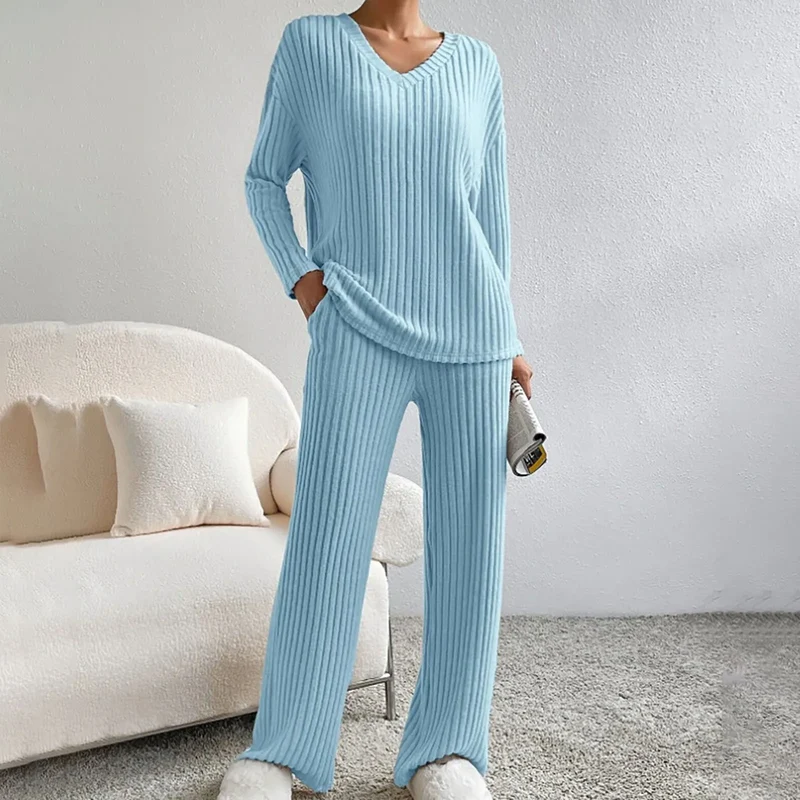 Daphne | Stilvolles geripptes Design Zweiteiliges Set für Damen