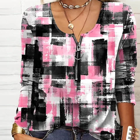 Nordic | Modern Print Stilvolle Damenbluse
