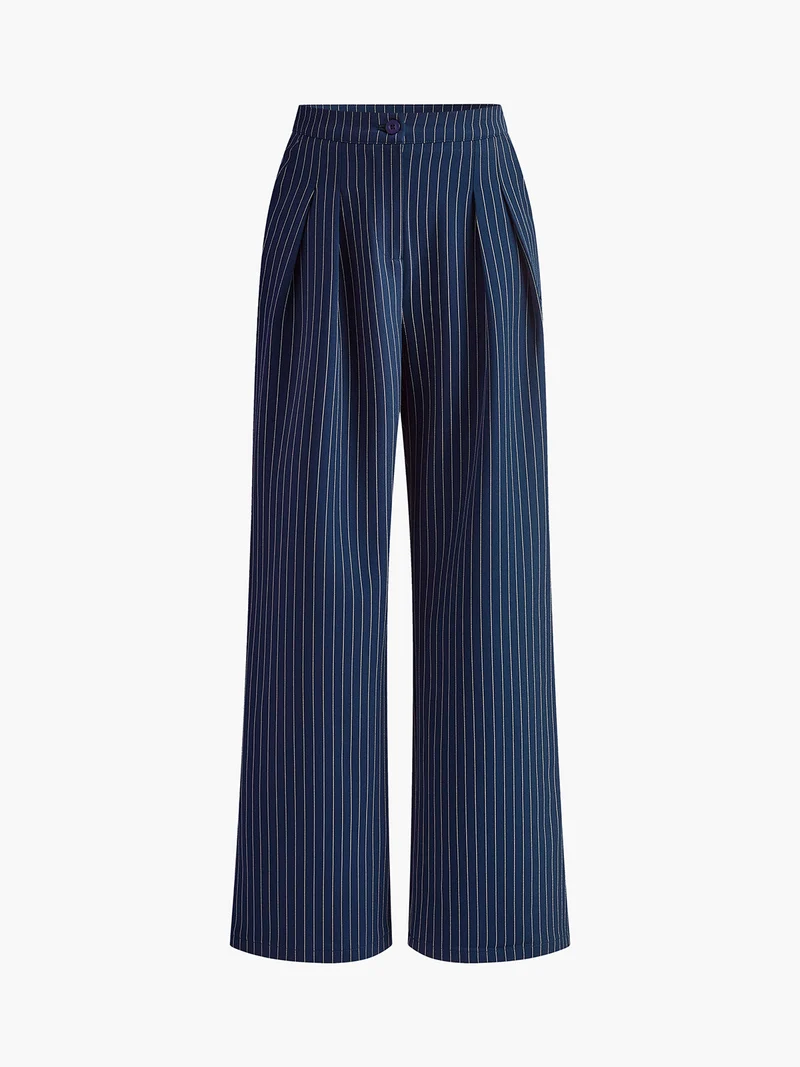 Isalie | Chic Nadelstreifen Plissee Design Damenhosen