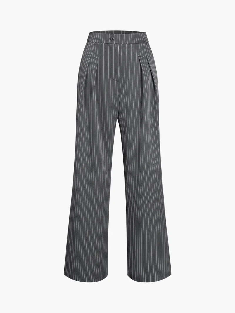 Isalie | Chic Nadelstreifen Plissee Design Damenhosen