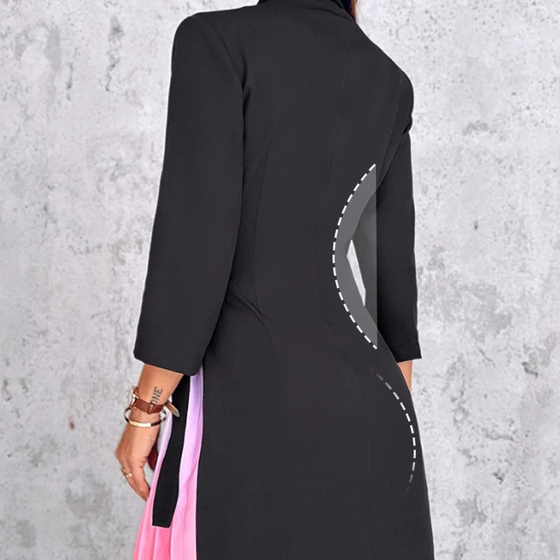 💕2025 Verkaufsschlager💕ombre Revel Neck Band Taillierter Blazer Kleid