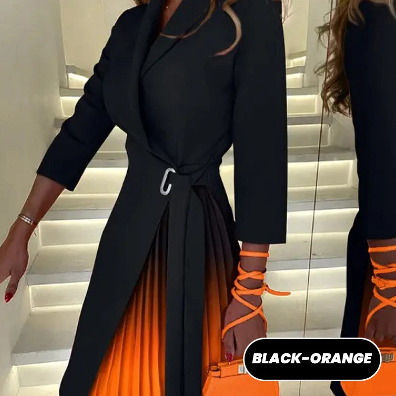 💕2025 Verkaufsschlager💕ombre Revel Neck Band Taillierter Blazer Kleid
