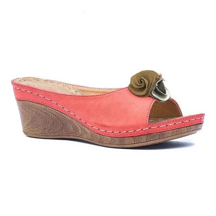 Damen Sandalen | Orthopädisches Fußbett mit Keilabsatz | Bequeme Sommerschuhe für ganztägigen Komfort