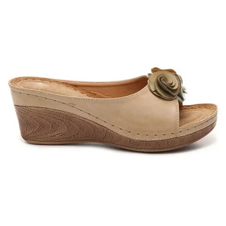Damen Sandalen | Orthopädisches Fußbett mit Keilabsatz | Bequeme Sommerschuhe für ganztägigen Komfort