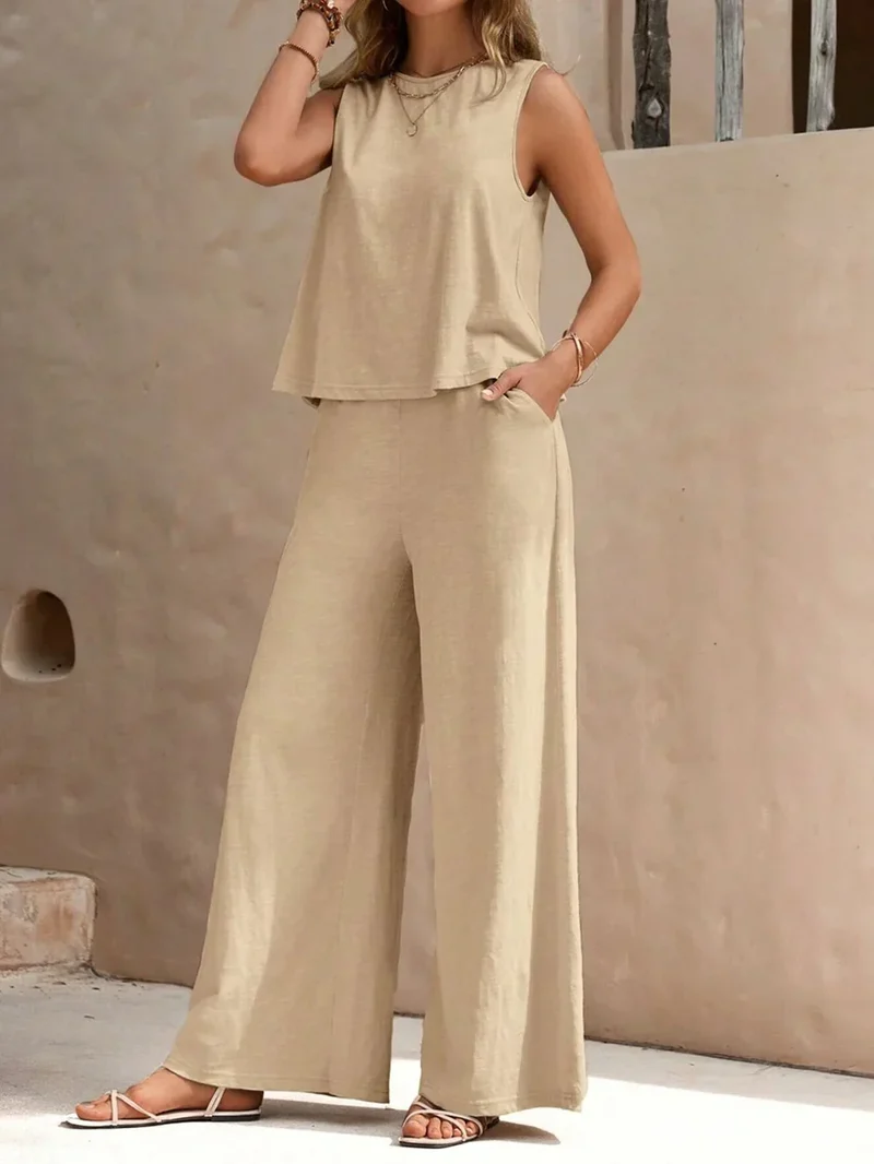 Zweiteiliges Set Aus Oberteil Und Lässiger Hose Für Damen | Sommer