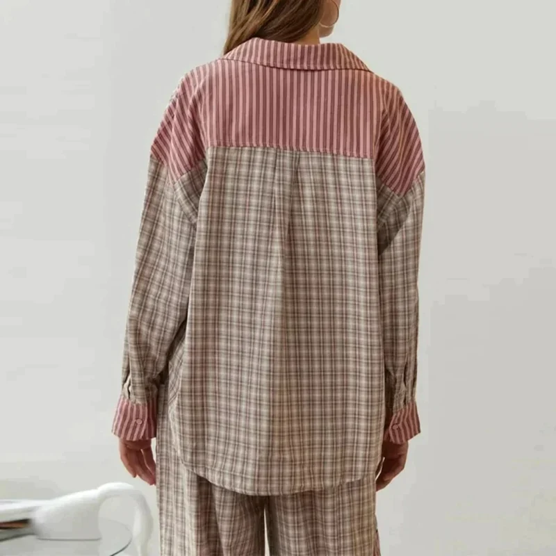 Amara Pyjama-Set kariert | Baumwolle-Polyester-Mix | weich & bequem für alle Jahreszeiten | lässig-elegant | Größen S–2XL