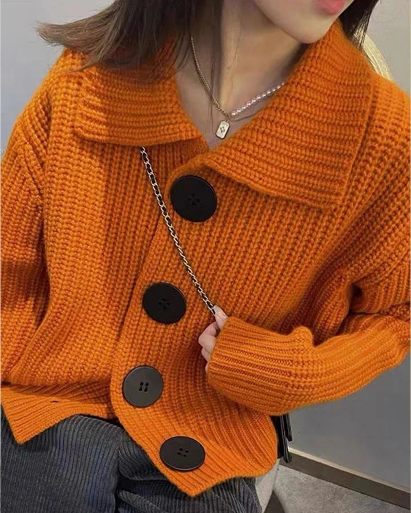 Sibylle | Strickjacke mit großen Knöpfen