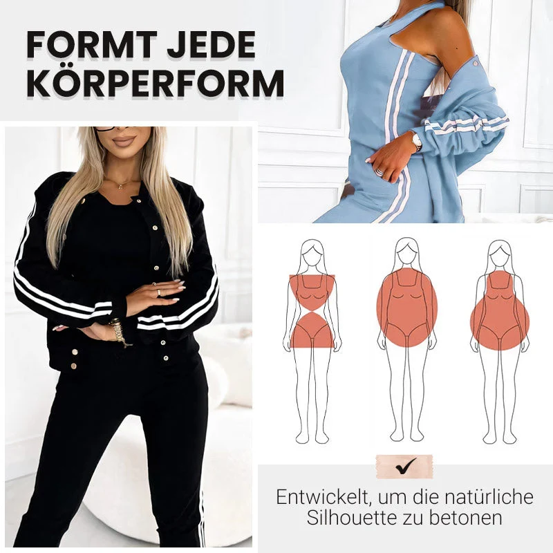 Damen Trainingsset | 3-teilig | Baseballjacke & Hose | Grau