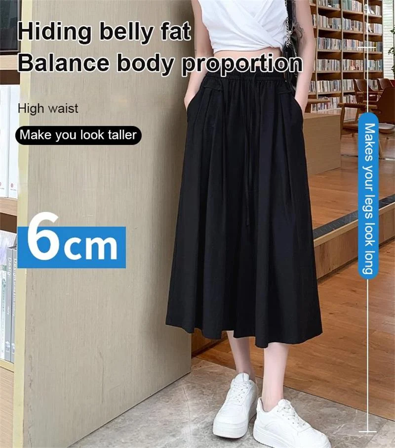 Modische dünne Eis-Seiden weite Bein Hose Rock