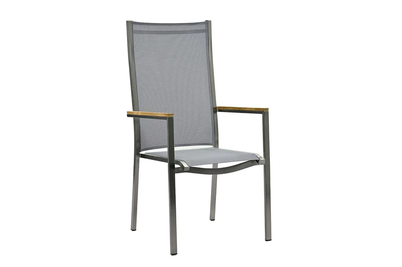 Zeo Living Sessel "Vito" HL Edelstahl/Textilen silber