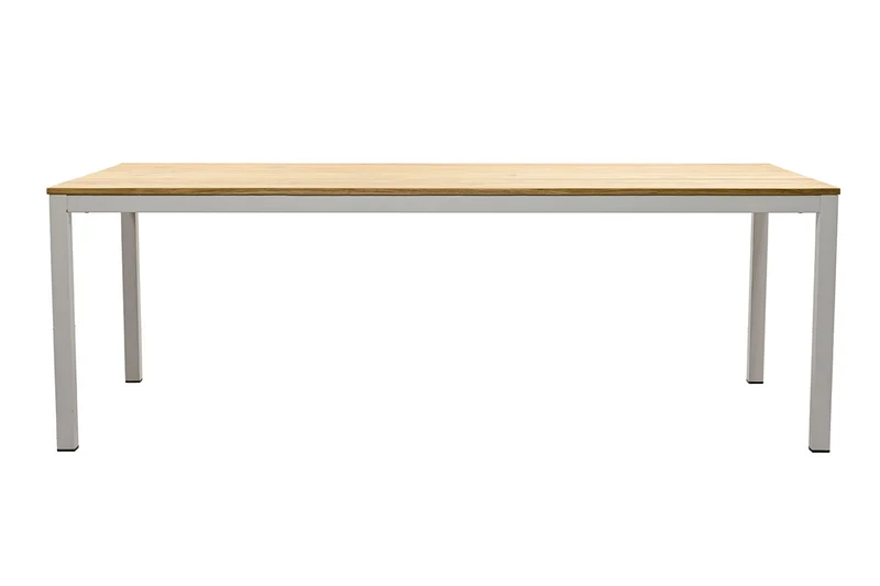 Zeo Living Gartentisch "Helsinki" Teak/Edelstahl light beige 220 x 100cm