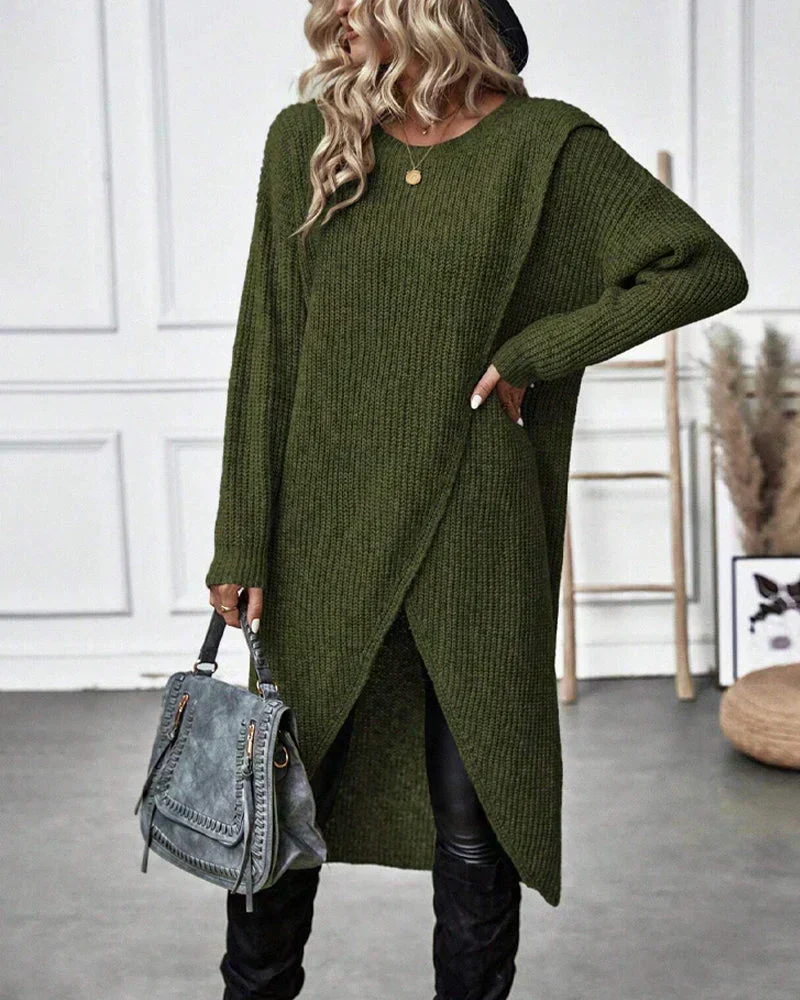 Emma | Luxuriöses Strickkleid mit Schlitz Damen Kleid