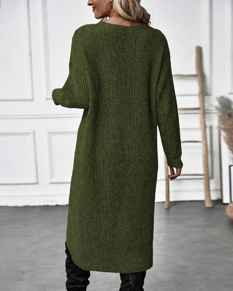 Emma | Luxuriöses Strickkleid mit Schlitz Damen Kleid