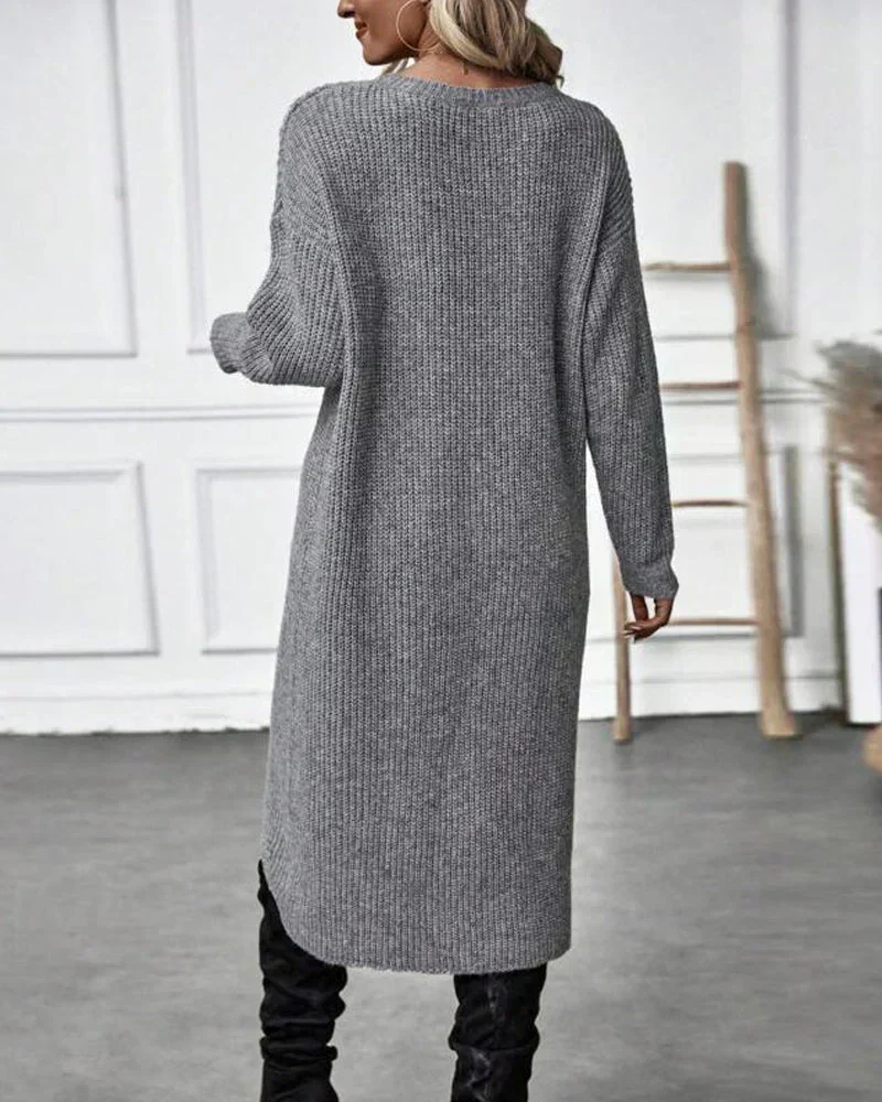 Emma | Luxuriöses Strickkleid mit Schlitz Damen Kleid