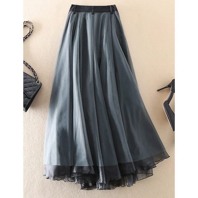 Damen Geschichteter Hochtaillierter Gürtel Stil Rock | Midi