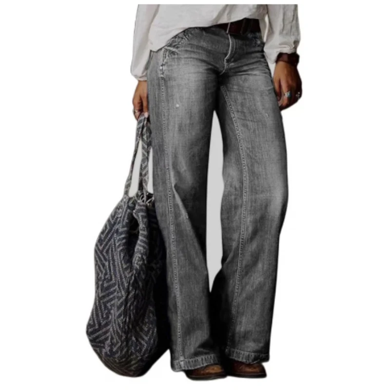 Damen Vintage Hose Mit Hoher Taille | Weites Bein