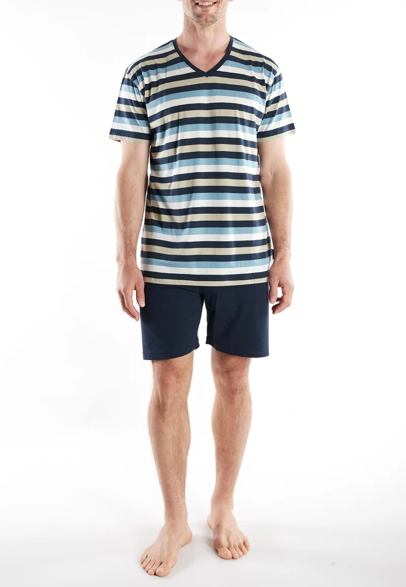 Short Lounge Set, V-A., blau-mittel-Ringel