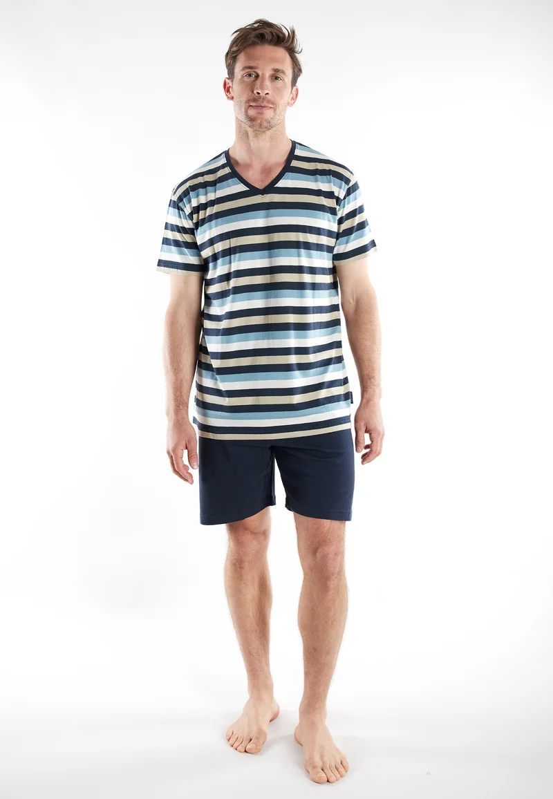 Short Lounge Set, V-A., blau-mittel-Ringel