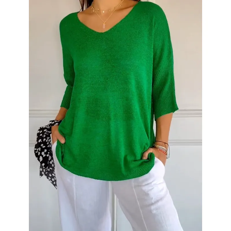 Stricktop Mit V Ausschnitt Für Damen | 3/4 Ärmel
