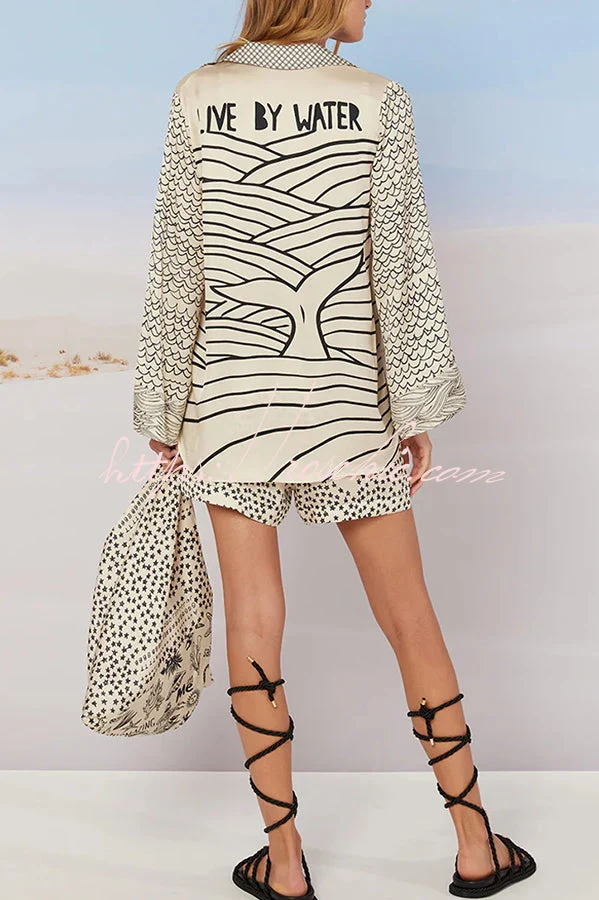Satin Zweiteiler Damen Set mit Bluse & Shorts | Lockerer V-Ausschnitt Sommer-Look | Eleganter Urlaubsanzug aus Satin