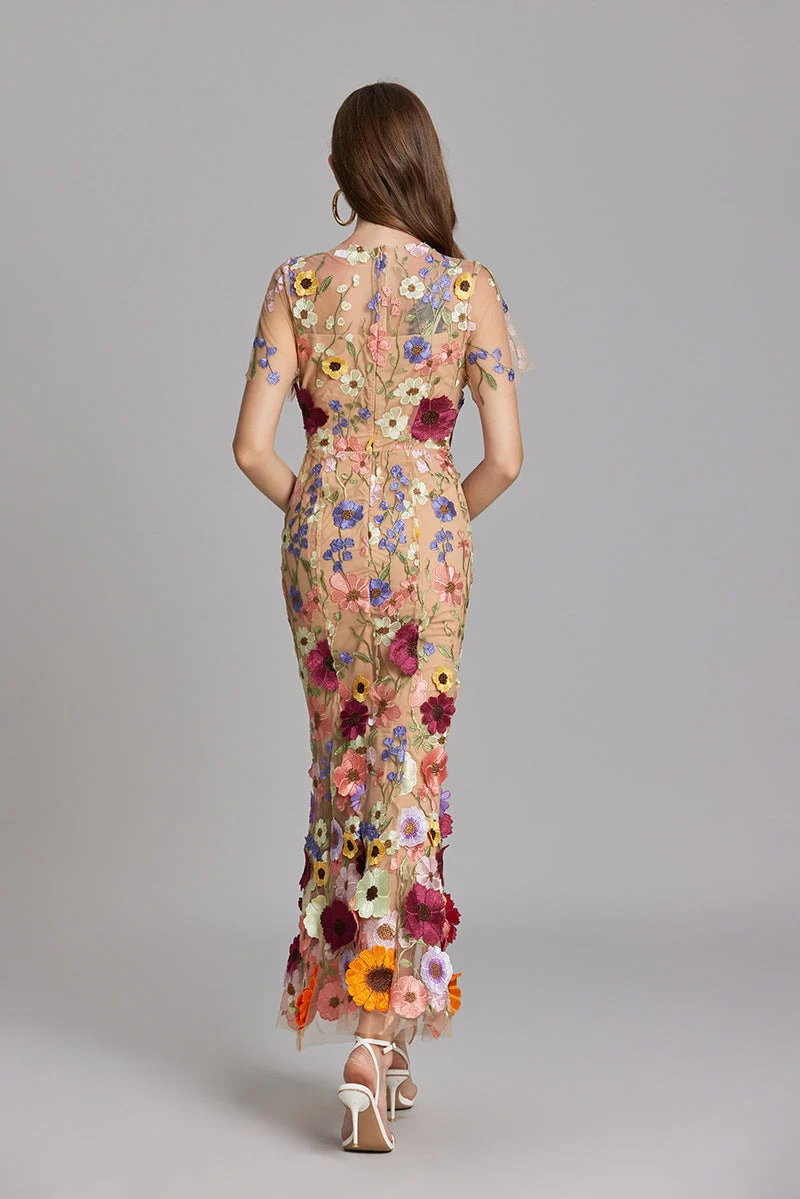 Elegantes Ärmelloses Besticktes Damenkleid | Maxi