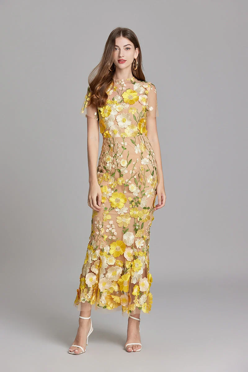 Elegantes Ärmelloses Besticktes Damenkleid | Maxi