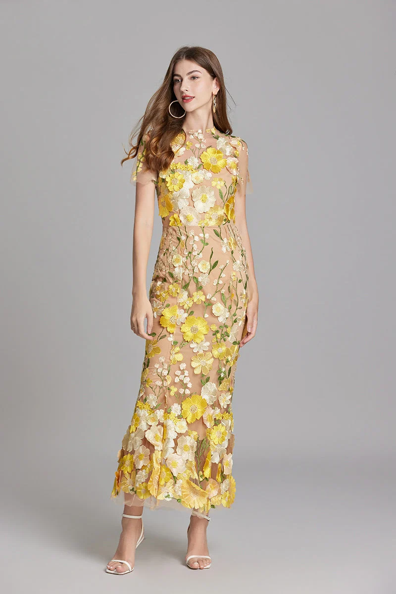 Elegantes Ärmelloses Besticktes Damenkleid | Maxi