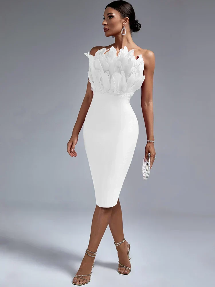 Feather Bandage Jurk Voor Stijlvolle Dames
