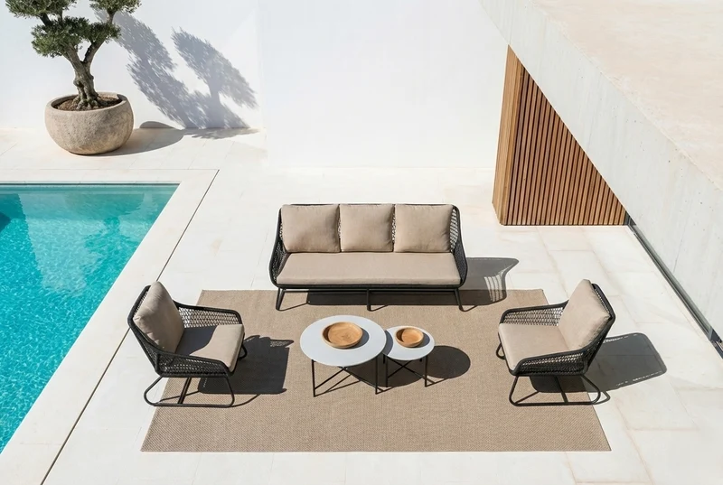 Zeo Living Lounge "Portofino" schwarz/taupe