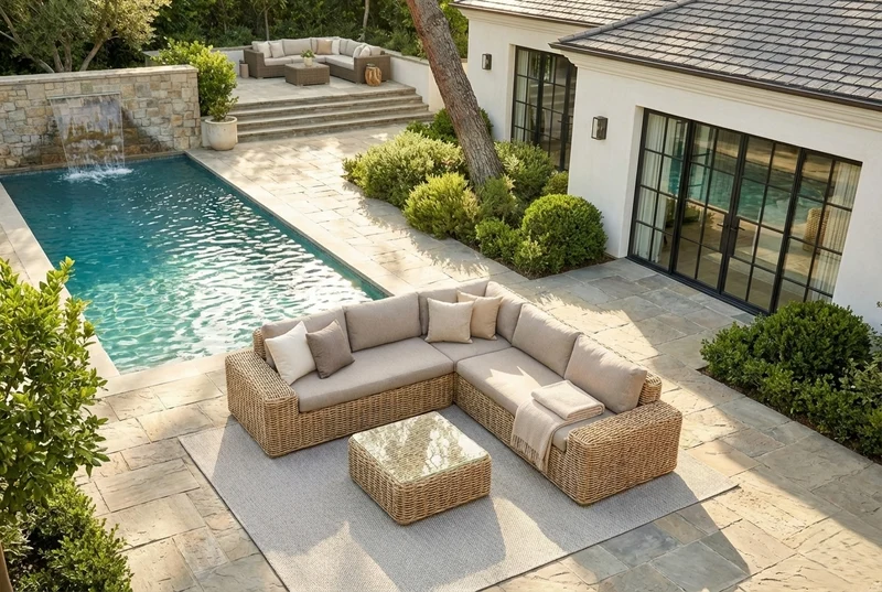 Zeo Living Lounge "Como" Geflecht/Alu Taupe