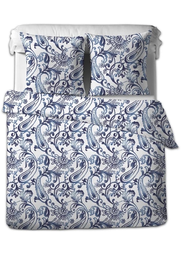 Living Dreams Feinsatin-Bettwäsche Paisley blau