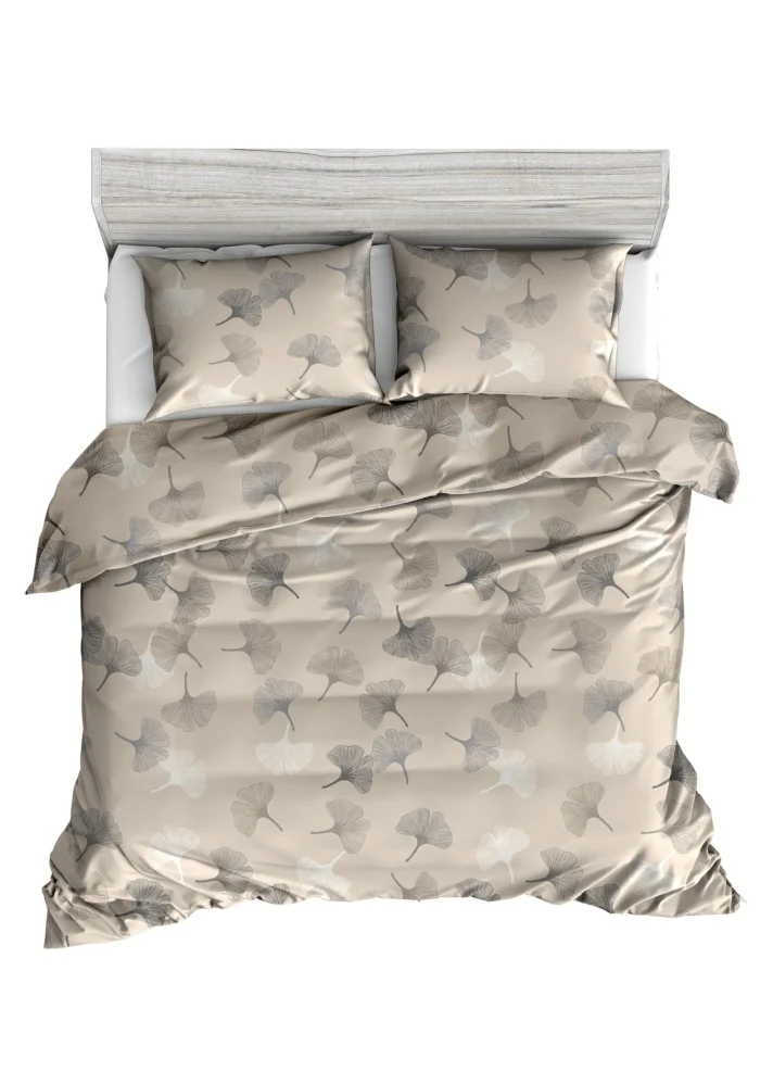 Living Dreams Satin-Bettwäsche Ginkoblatt Creme