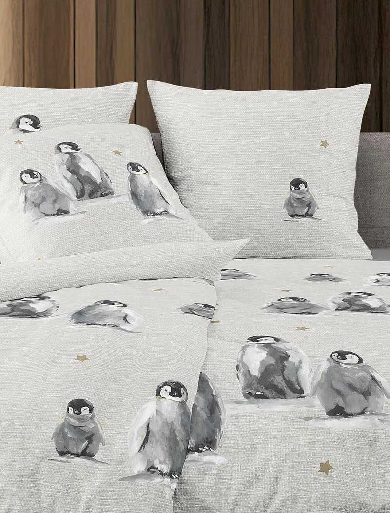 Irisette Feinbiber-Bettwäsche Panda 8645-80 Pinguin natur