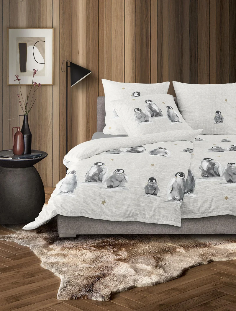 Irisette Feinbiber-Bettwäsche Panda 8645-80 Pinguin natur