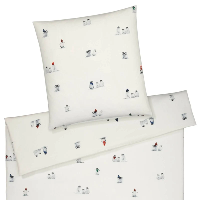 Elegante Softflanell Bettwäsche Pinguin Party