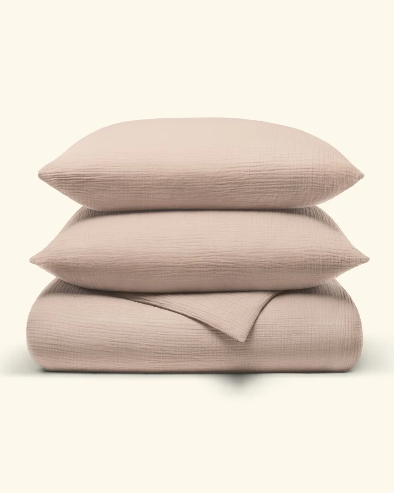 Musselin Bettwäsche Set Beige