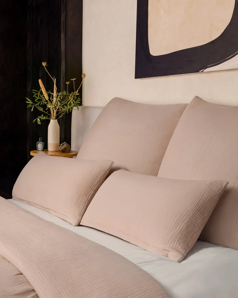Musselin Bettwäsche Set Beige
