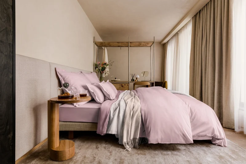 Ägyptische Baumwolle Mako Satin Bettwäsche Set Hellrosa