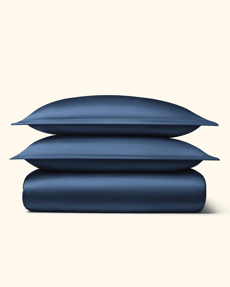 Ägyptische Baumwolle Mako Satin Bettwäsche Set Dunkelblau