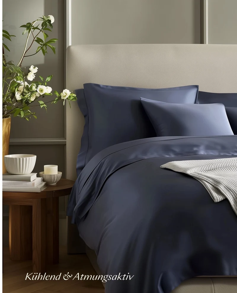 TENCEL™ Lyocell Bettwäsche Set Dunkelblau