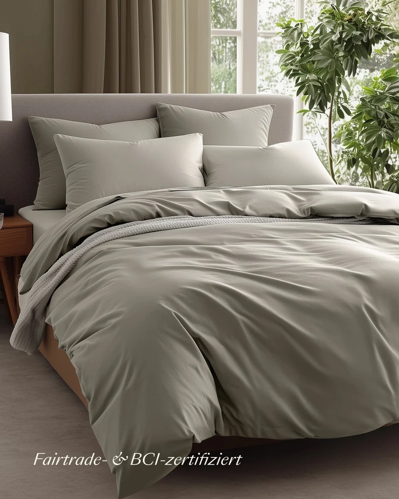 Perkal Bettwäsche Set Taupe