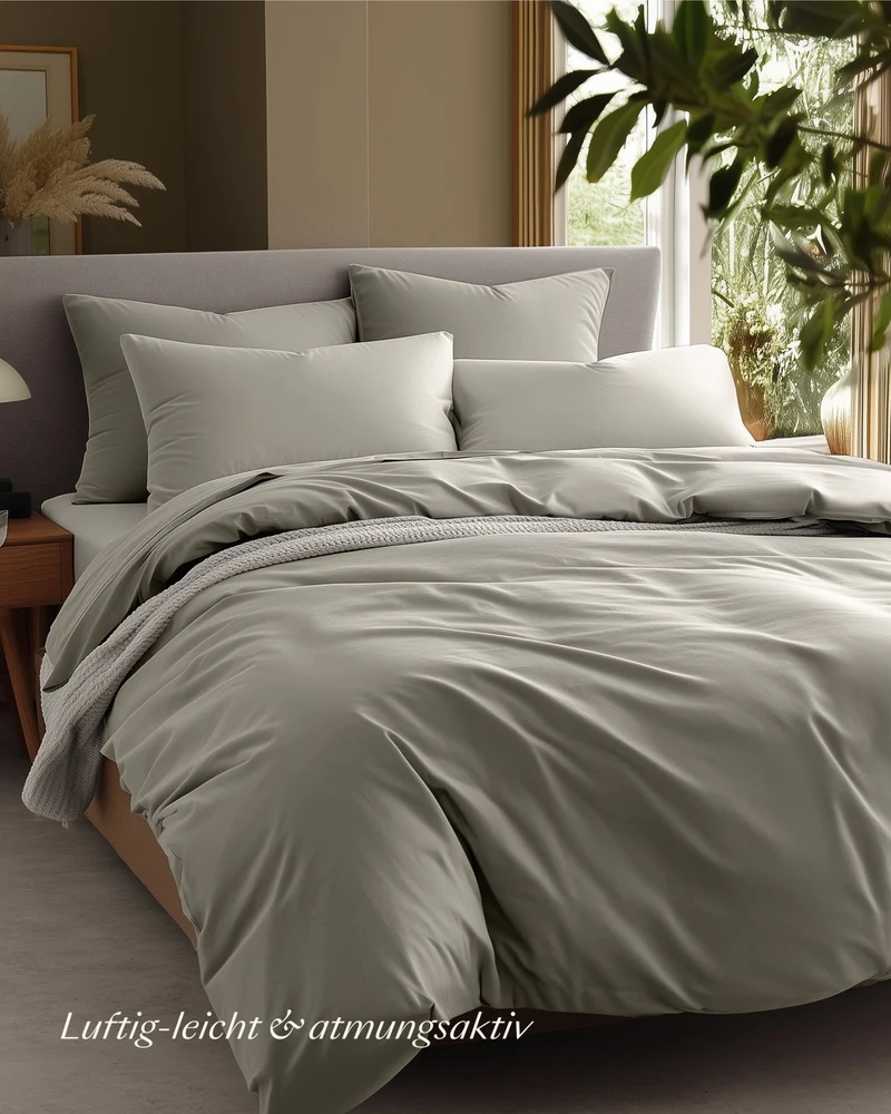 Perkal Bettwäsche Set Taupe