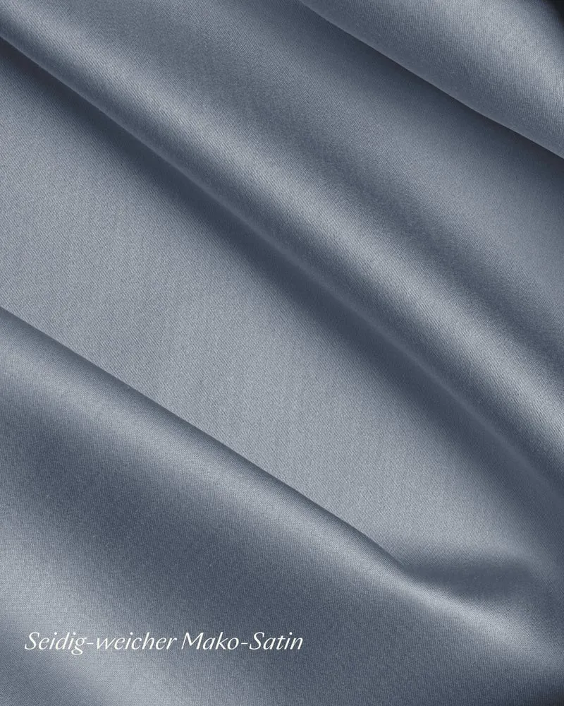 Bio-Baumwolle Satin Bettwäsche Set Taubenblau