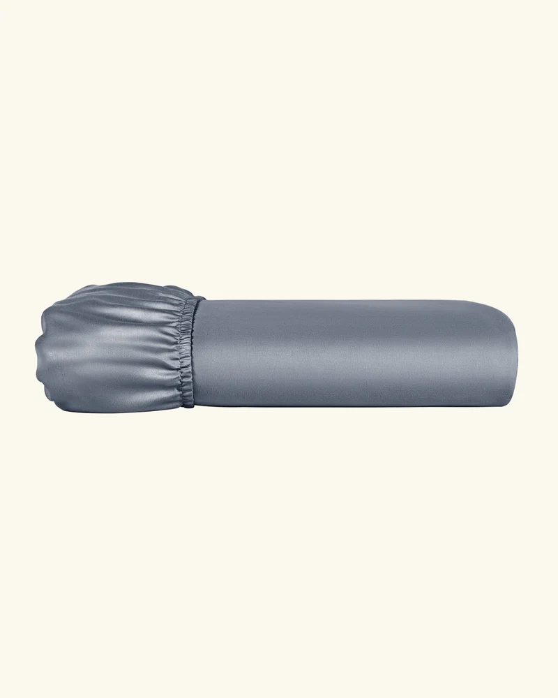 Bio-Baumwolle Satin Spannbettlaken Taubenblau