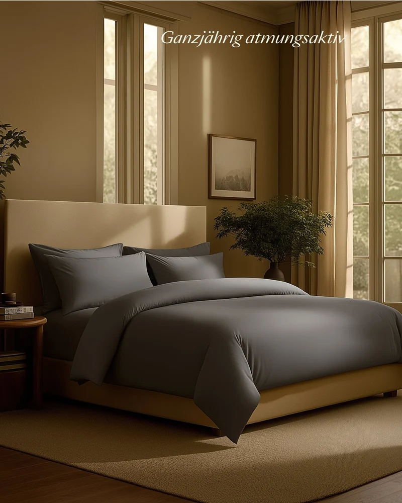 Bio-Baumwolle Satin Bettwäsche Dunkelgrau