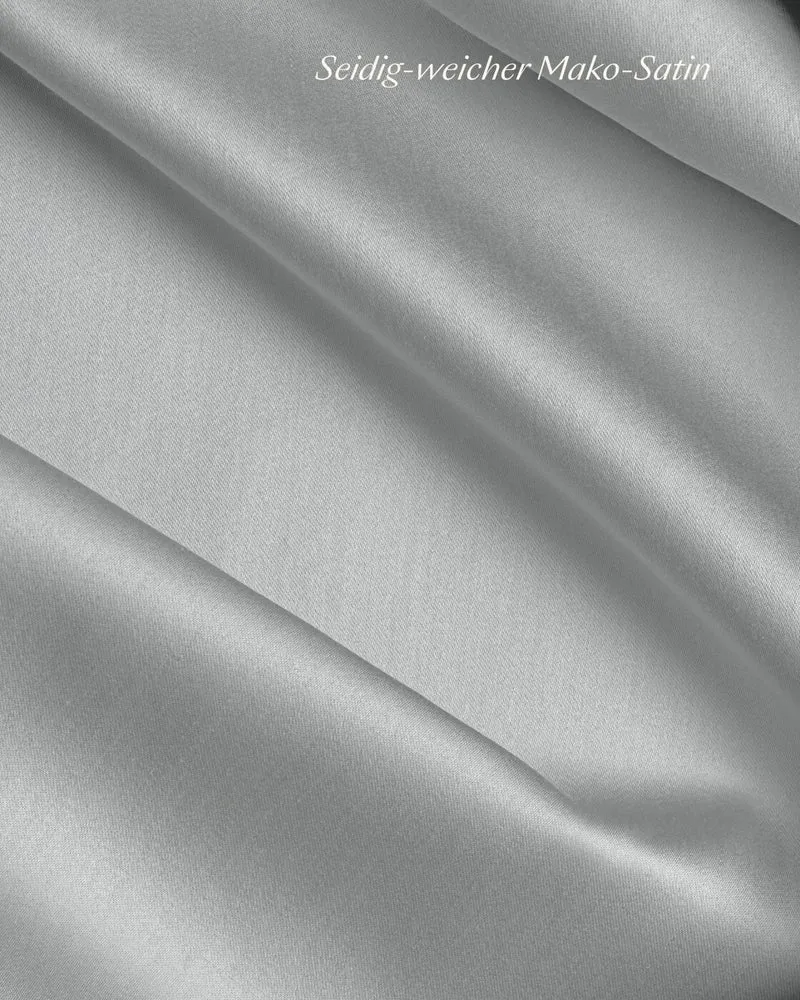 Bio-Baumwolle Satin Spannbettlaken Graublau