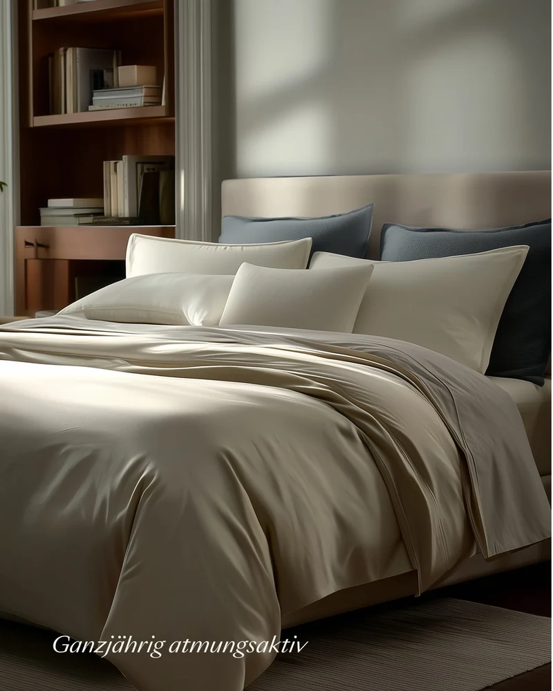 Bio-Baumwolle Satin Spannbettlaken Natural Creme