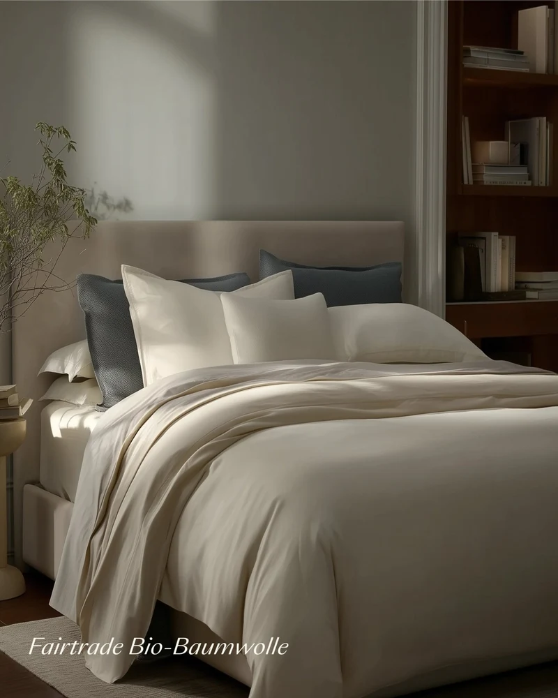 Bio-Baumwolle Satin Spannbettlaken Natural Creme